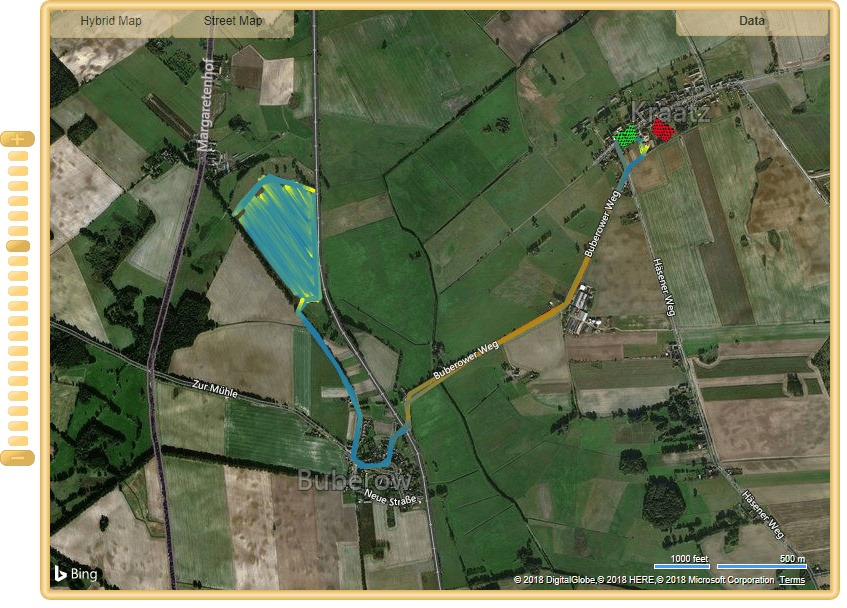 Map visualization e.g. of speeds or use of attachments